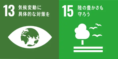 13.気候変動に具体的な対策を 15.陸の豊かさも守ろう